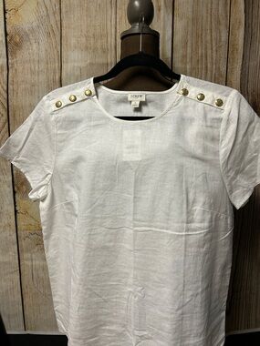 NWT J Crew White Short Sleeve Linen Tee 🖤